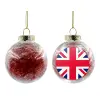 Transparent Christmas tree ball ornament with red filling 8cm