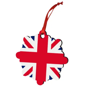 England flag, Στολίδι Χριστουγεννιάτικο στολίδι snowflake ξύλινο 7.5cm