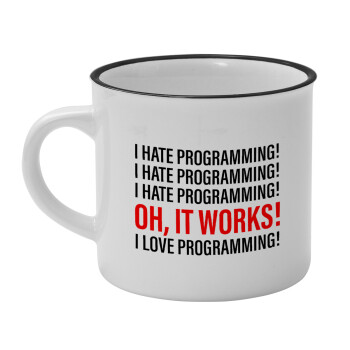 I hate programming!!!, Κούπα κεραμική vintage Λευκή/Μαύρη 230ml