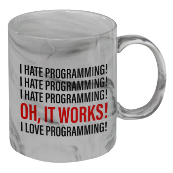 I hate programming!!!, Mug ceramic marble style, 330ml