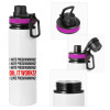 Metallic water bottle with safety lid, 850ml aluminum