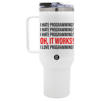I hate programming!!!, Mega Tumbler με καπάκι, διπλού τοιχώματος (θερμό) 1,2L