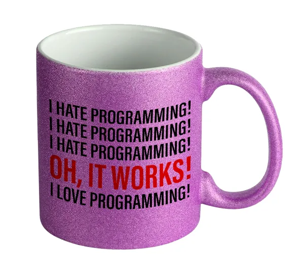 I hate programming!!! — Κούπα Μωβ Glitter που γυαλίζει, κεραμική, 330ml