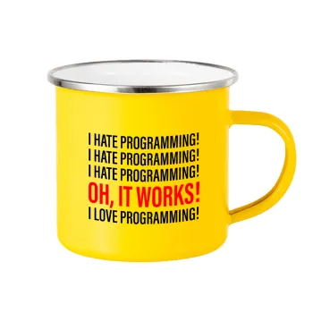 I hate programming!!!, Yellow Enamel Metallic Cup 360ml