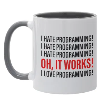 I hate programming!!!, Mug colored grey, ceramic, 330ml