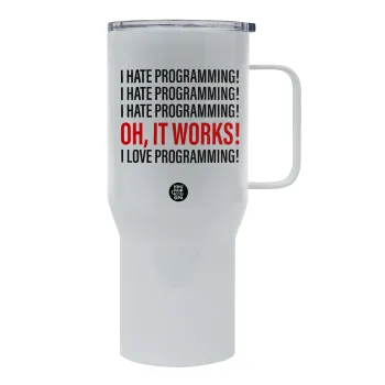 I hate programming!!!, Tumbler με καπάκι, διπλού τοιχώματος (θερμό) 750L