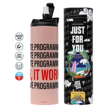 I hate programming!!!, Tumbler stainless steel PINK 600ml