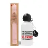 Easter Set, metallic aluminum bottle (500ml) & aromatic flat Easter candle (30cm) (PINK)