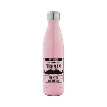 The man, the myth, Metal mug thermos Pink Iridiscent (Stainless steel), double wall, 500ml