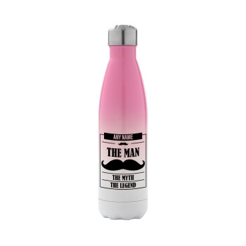 The man, the myth, Metal mug thermos Pink/White (Stainless steel), double wall, 500ml