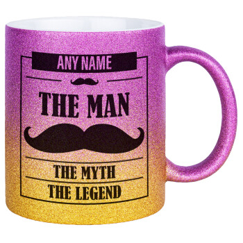 The man, the myth, Κούπα Χρυσή/Ροζ Glitter, κεραμική, 330ml