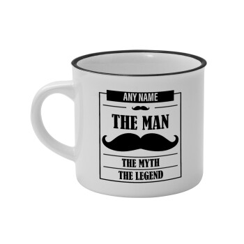 The man, the myth, Κούπα κεραμική vintage Λευκή/Μαύρη 230ml