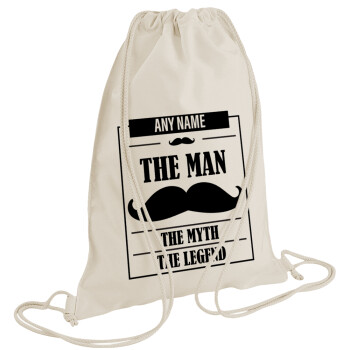 The man, the myth, Backpack bag GYMBAG natural (28x40cm)