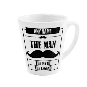 The man, the myth, Κούπα κωνική Latte Λευκή, κεραμική, 300ml