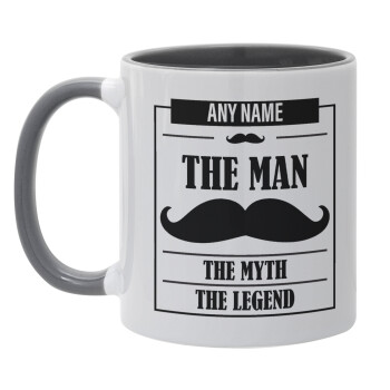 The man, the myth, Mug colored grey, ceramic, 330ml