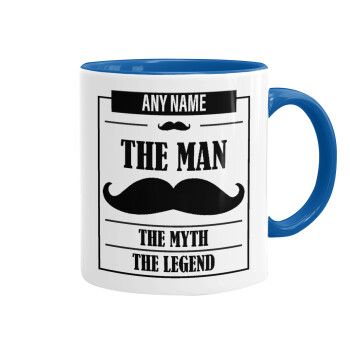 The man, the myth, Mug colored blue, ceramic, 330ml