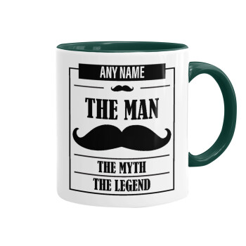 The man, the myth, Mug colored green, ceramic, 330ml