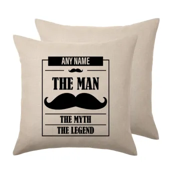 The man, the myth, Μαξιλάρι καναπέ ΛΙΝΟ 40x40cm περιέχεται το  γέμισμα