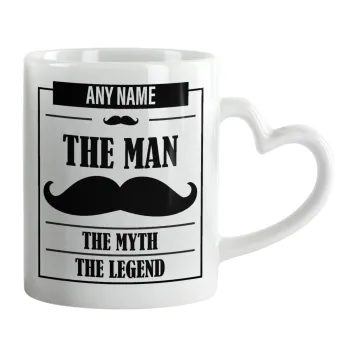 The man, the myth, Mug heart handle, ceramic, 330ml