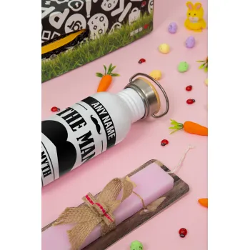 The man, the myth, Πασχαλινή Λαμπάδα με παγούρι μεταλλικό (620ml, stainless steel) & κερί αρωματικό πλακέ (30cm) (ΡΟΖ)