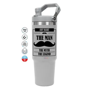 The man, the myth, GREY color, 890ml (30oz) stainless Steel Tumbler with Handle