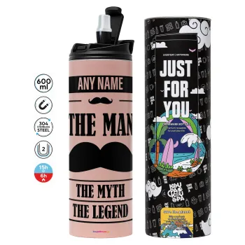 The man, the myth, Tumbler stainless steel PINK 600ml