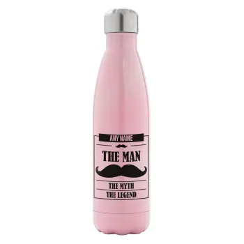 The man, the myth, Metal mug thermos Pink Iridiscent (Stainless steel), double wall, 500ml