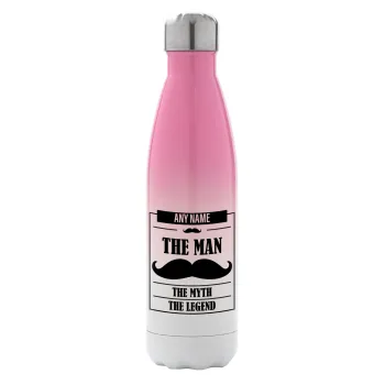 The man, the myth, Metal mug thermos Pink/White (Stainless steel), double wall, 500ml