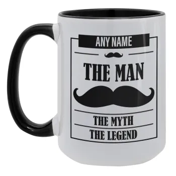 The man, the myth, Κούπα Mega 15oz, κεραμική Μαύρη, 450ml