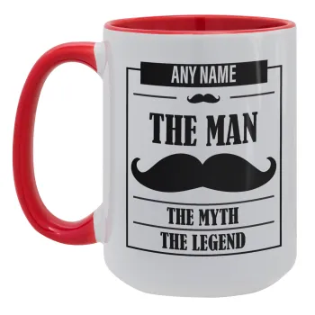 The man, the myth, Κούπα Mega 15oz, κεραμική Κόκκινη, 450ml