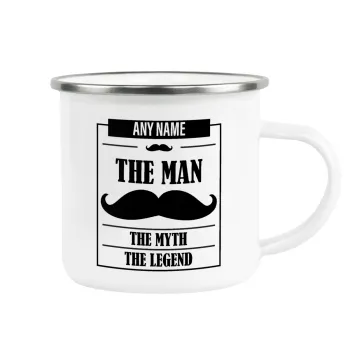 The man, the myth, Κούπα Μεταλλική εμαγιέ λευκη 360ml