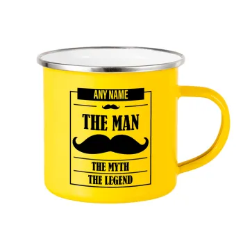 The man, the myth, Yellow Enamel Metallic Cup 360ml