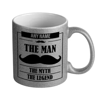 The man, the myth, Κούπα Ασημένια Glitter που γυαλίζει, κεραμική, 330ml