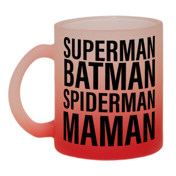 MAMAN, Κούπα γυάλινη δίχρωμη με βάση το κόκκινο ματ, 330ml