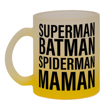 MAMAN, Κούπα γυάλινη δίχρωμη με βάση το κίτρινο ματ, 330ml