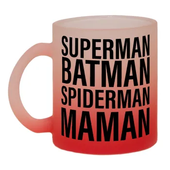 MAMAN, Κούπα γυάλινη δίχρωμη με βάση το κόκκινο ματ, 330ml