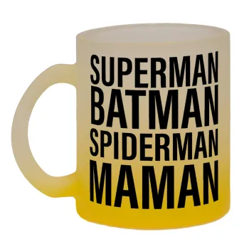 MAMAN, Κούπα γυάλινη δίχρωμη με βάση το κίτρινο ματ, 330ml