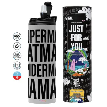 MAMAN, Tumbler ποτήρι θερμό ΓΚΡΙ από ανοξείδωτο ατσάλι 600ml