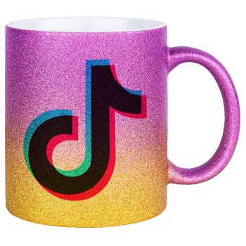 tik tok, Κούπα Χρυσή/Ροζ Glitter, κεραμική, 330ml