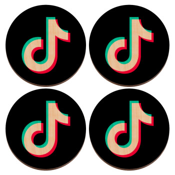 tik tok, ΣΕΤ x4 Σουβέρ ξύλινα στρογγυλά plywood (9cm)