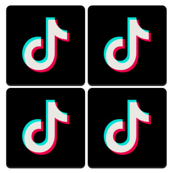 tik tok, ΣΕΤ 4 Σουβέρ ξύλινα τετράγωνα (9cm)