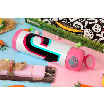 tik tok, Easter candle, Childrens hot water bottle, stainless steel, with safety straw, PINK (500ml)