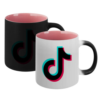 tik tok, Κούπα Μαγική εσωτερικό ΡΟΖ, κεραμική 330ml που αλλάζει χρώμα με το ζεστό ρόφημα