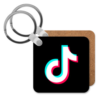 tik tok, Μπρελόκ Ξύλινο τετράγωνο MDF