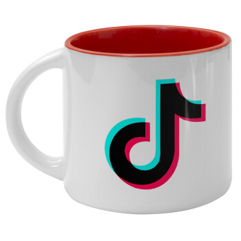 tik tok, Κούπα κεραμική 400ml Λευκή/Κόκκινη