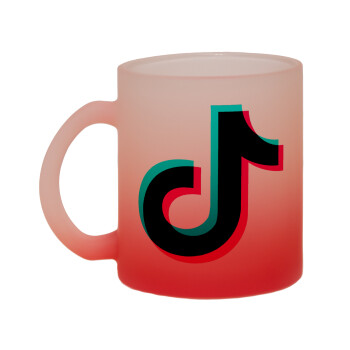 tik tok, Κούπα γυάλινη δίχρωμη με βάση το κόκκινο ματ, 330ml