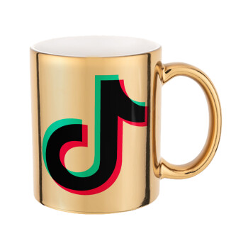 tik tok, Mug ceramic, gold mirror, 330ml