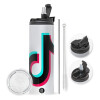 Travel Tumbler 2 Lids, with metal straw & cleaning brush (Stainless steel 304 Food grade, BPA free, 600ml)