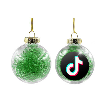 tik tok, Χριστουγεννιάτικη μπάλα δένδρου διάφανη με πράσινο γέμισμα 8cm