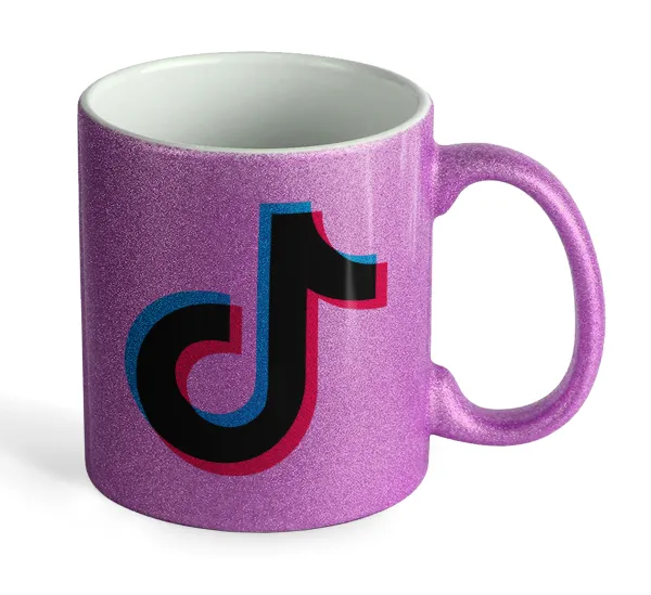 tik tok — Κούπα Μωβ Glitter που γυαλίζει, κεραμική, 330ml